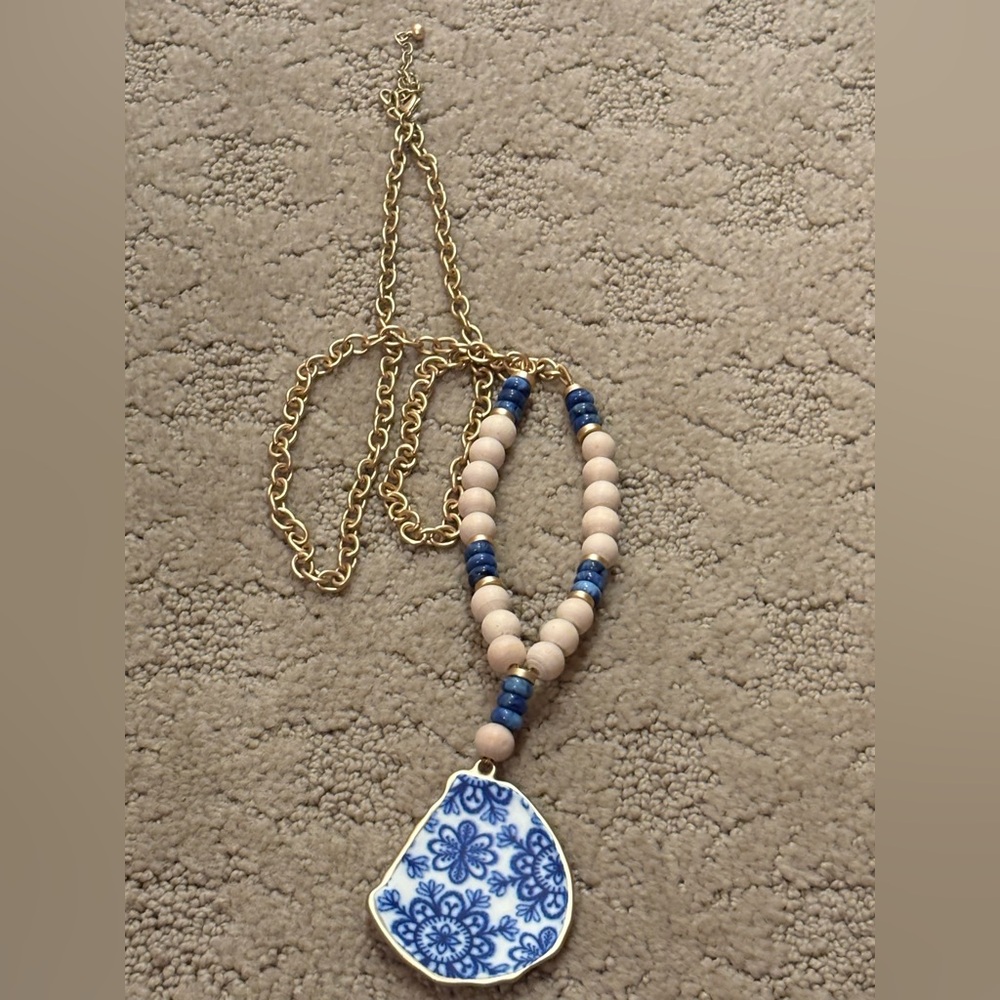 Painted Seashell Inspired Long Necklace